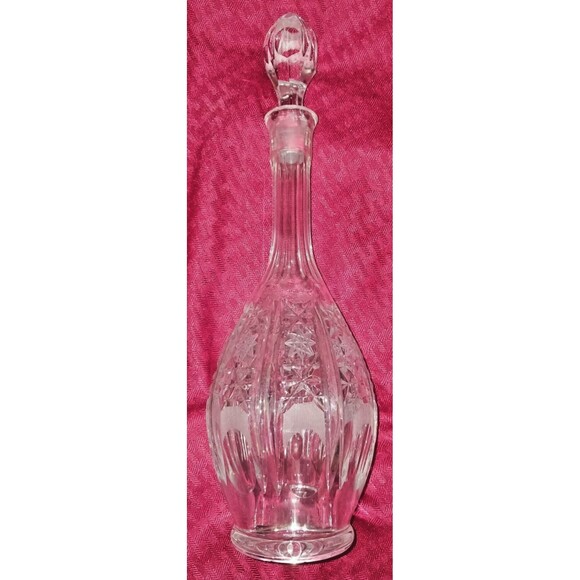 Vintage Lead Cut Crystal Star Decanter With Stopper 14.5" Tall Unmarked - Picture 9 of 9